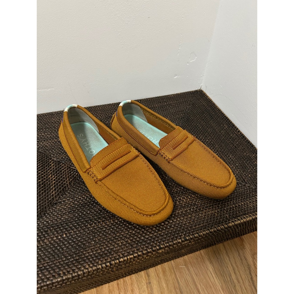 Rothy's The Driver Women Size 9 Mustard Yellow Preppy Sustainable Knit Loafers